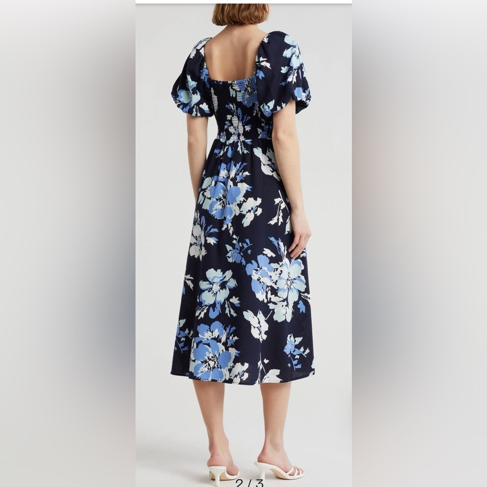 Floral Balloon Sleeve Maxi Dress Sz M - pre ❤️ - Picture 2 of 6